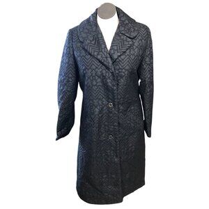 Lanson Coat Black Quilted Womens M Vintage All Weather Belted Back Outerwear